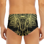 Golden Spiritual Elephant Print Men's Triangle Swim Briefs