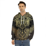 Golden Spiritual Elephant Print Men's Velvet Pullover Hoodie