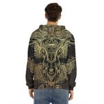 Golden Spiritual Elephant Print Men's Velvet Pullover Hoodie