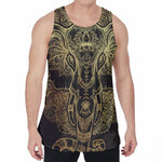 Golden Spiritual Elephant Print Men's Velvet Tank Top