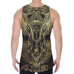Golden Spiritual Elephant Print Men's Velvet Tank Top