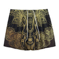 Golden Spiritual Elephant Print Mesh Shorts