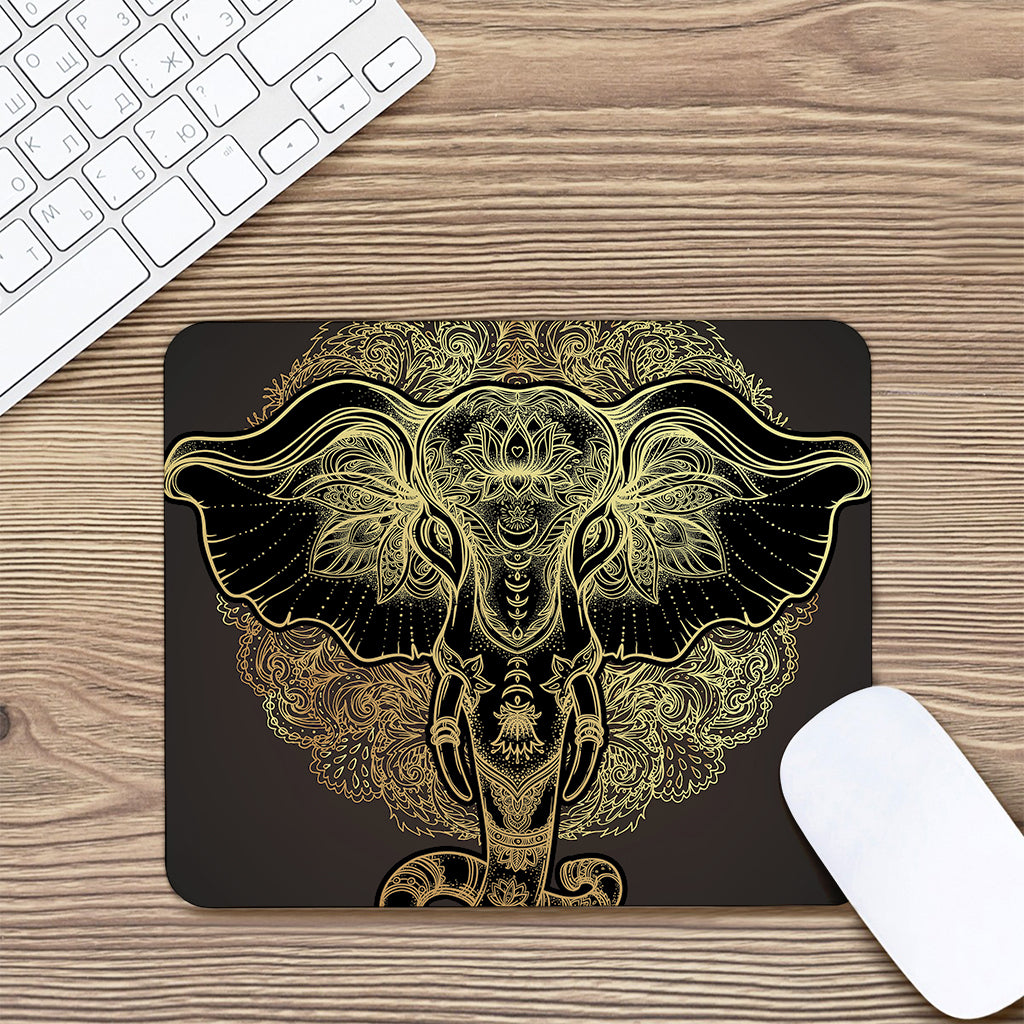 Golden Spiritual Elephant Print Mouse Pad