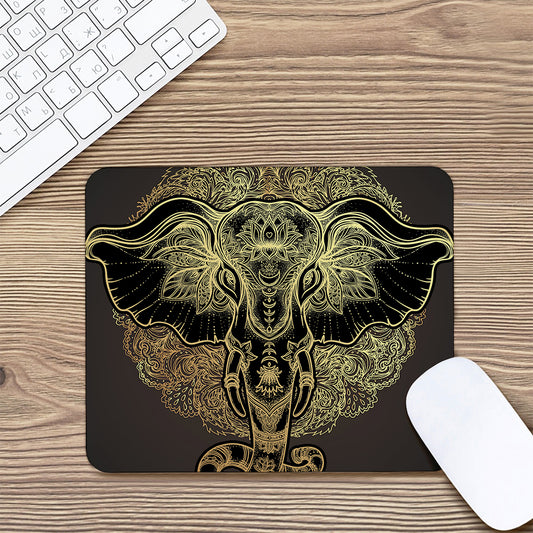 Golden Spiritual Elephant Print Mouse Pad