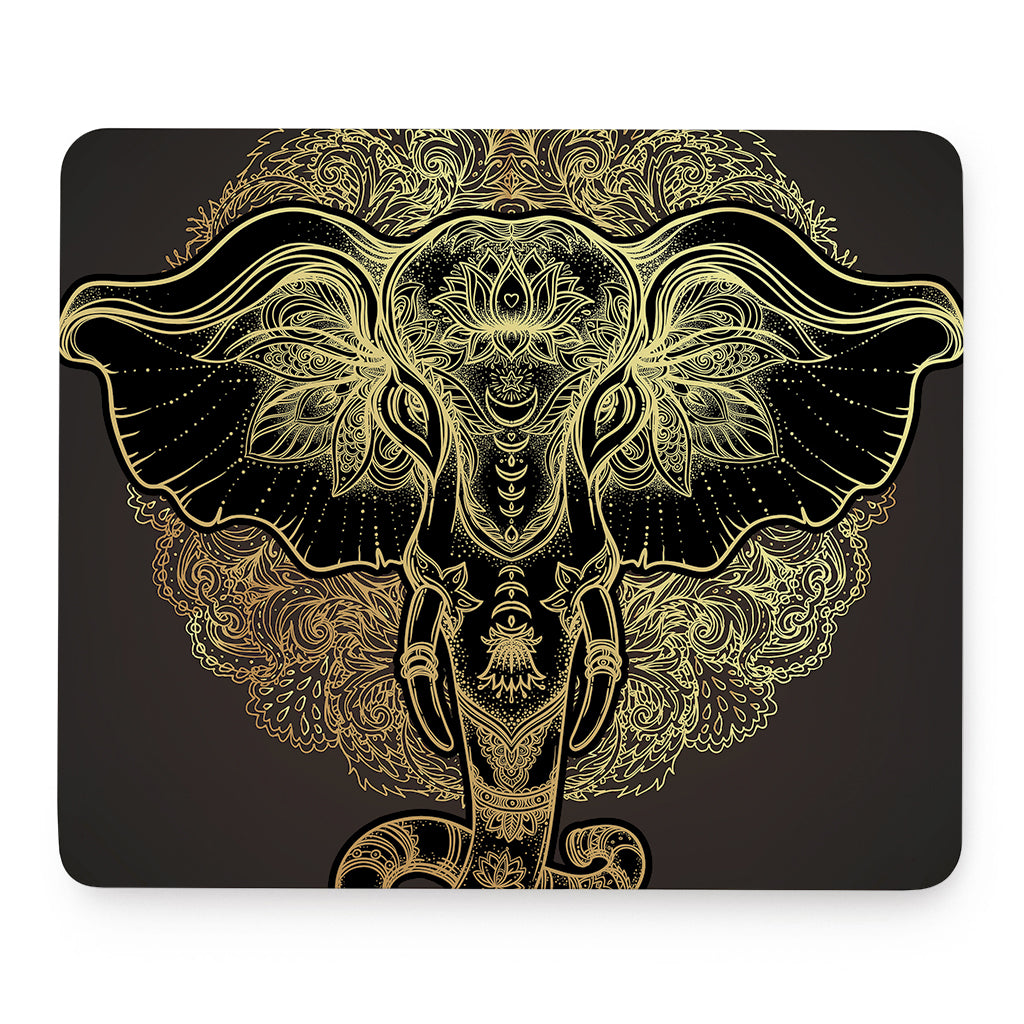 Golden Spiritual Elephant Print Mouse Pad