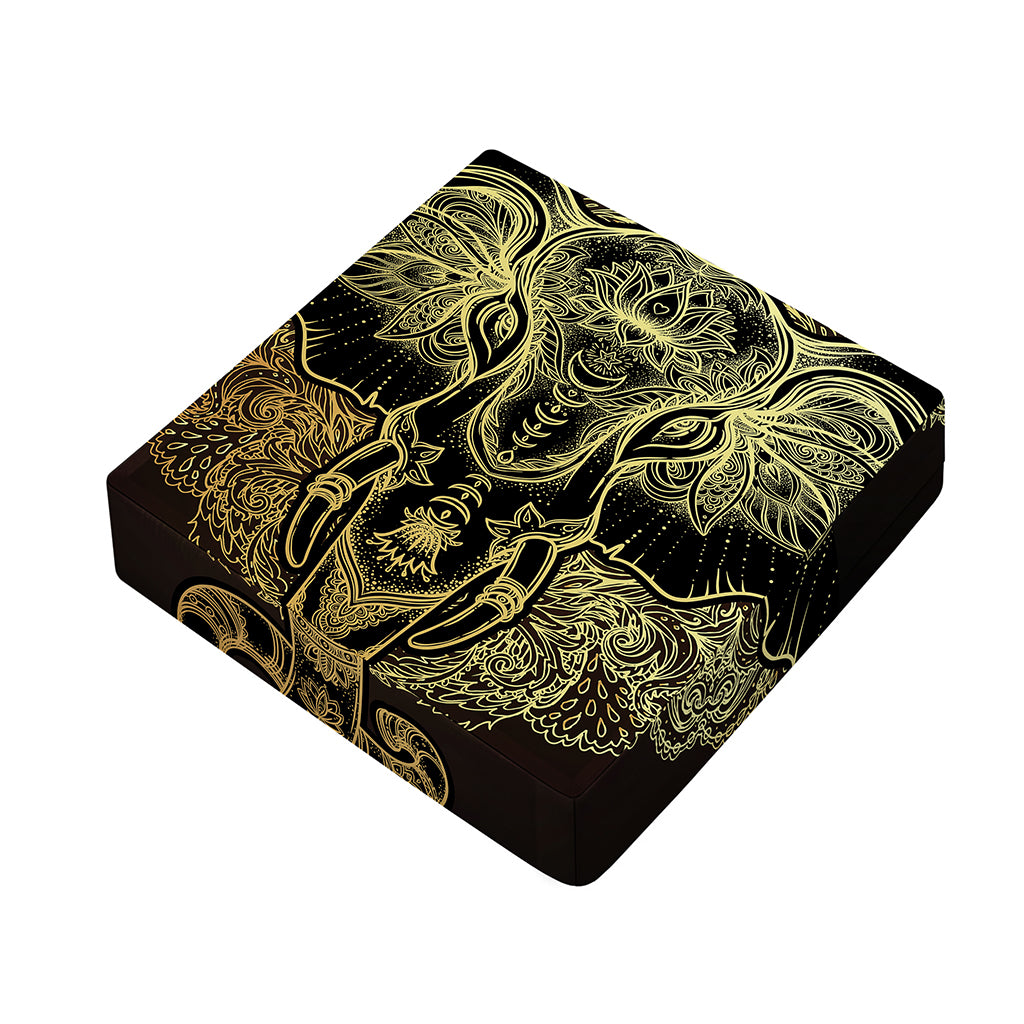 Golden Spiritual Elephant Print Outdoor Seat Cushion Cover