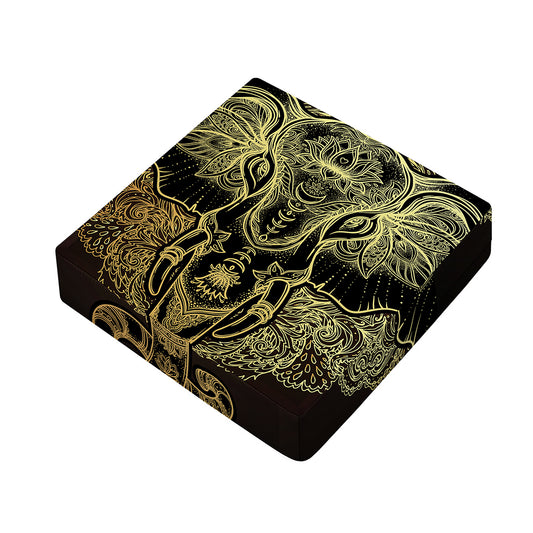 Golden Spiritual Elephant Print Outdoor Seat Cushion Cover