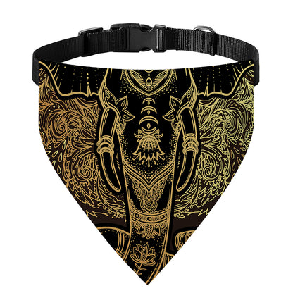 Golden Spiritual Elephant Print Over The Collar Dog Bandana