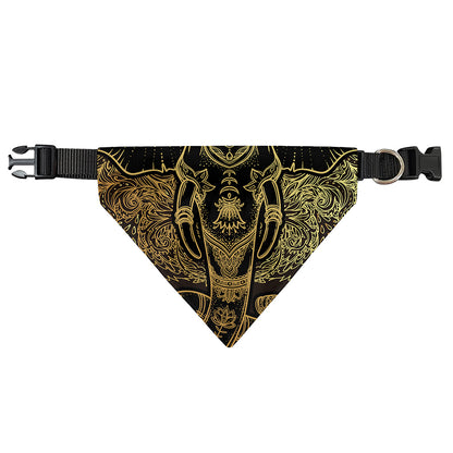Golden Spiritual Elephant Print Over The Collar Dog Bandana