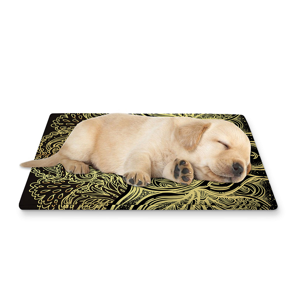 Golden Spiritual Elephant Print Pet Cooling Mat Cover