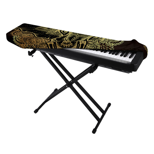Golden Spiritual Elephant Print Piano Keyboard Cover