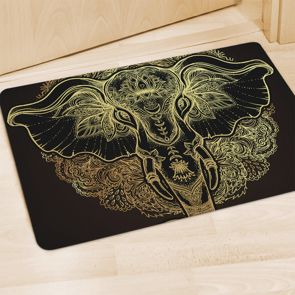 Golden Spiritual Elephant Print Polyester Doormat