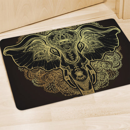 Golden Spiritual Elephant Print Polyester Doormat