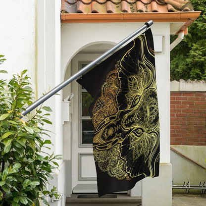 Golden Spiritual Elephant Print Polyester Flag