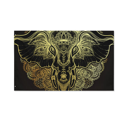 Golden Spiritual Elephant Print Polyester Flag