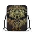 Golden Spiritual Elephant Print Rectangular Crossbody Bag
