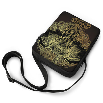 Golden Spiritual Elephant Print Rectangular Crossbody Bag