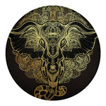Golden Spiritual Elephant Print Round Blanket