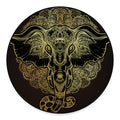 Golden Spiritual Elephant Print Round Floor Mat