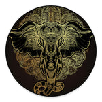 Golden Spiritual Elephant Print Round Floor Mat