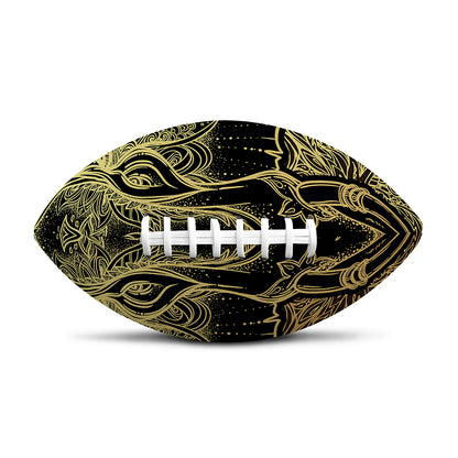 Golden Spiritual Elephant Print Rugby Ball