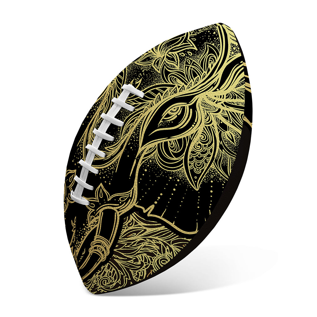 Golden Spiritual Elephant Print Rugby Ball