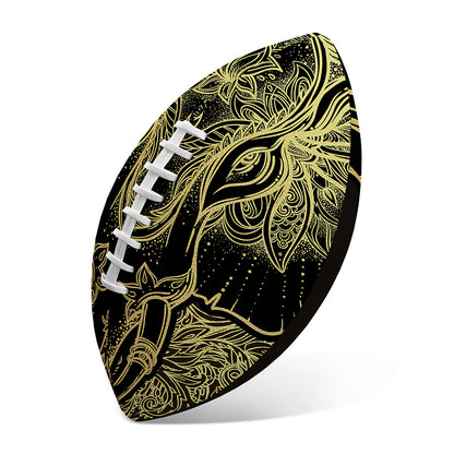 Golden Spiritual Elephant Print Rugby Ball