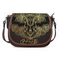 Golden Spiritual Elephant Print Saddle Bag