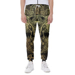 Golden Spiritual Elephant Print Scuba Joggers