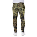 Golden Spiritual Elephant Print Scuba Joggers