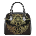 Golden Spiritual Elephant Print Shoulder Handbag