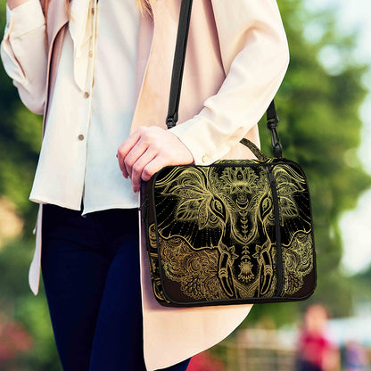 Golden Spiritual Elephant Print Shoulder Strap Bible Bag