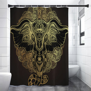 Golden Spiritual Elephant Print Shower Curtain