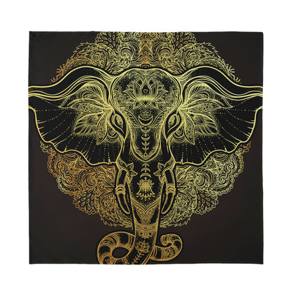 Golden Spiritual Elephant Print Silk Bandana