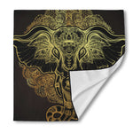 Golden Spiritual Elephant Print Silk Bandana