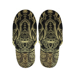 Golden Spiritual Elephant Print Slippers