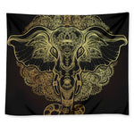 Golden Spiritual Elephant Print Tapestry