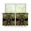 Golden Spiritual Elephant Print Tier Curtains