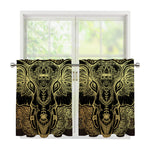 Golden Spiritual Elephant Print Tier Curtains