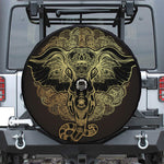 Golden Spiritual Elephant Print Tire Cover With Camera Hole
