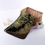 Golden Spiritual Elephant Print Towel