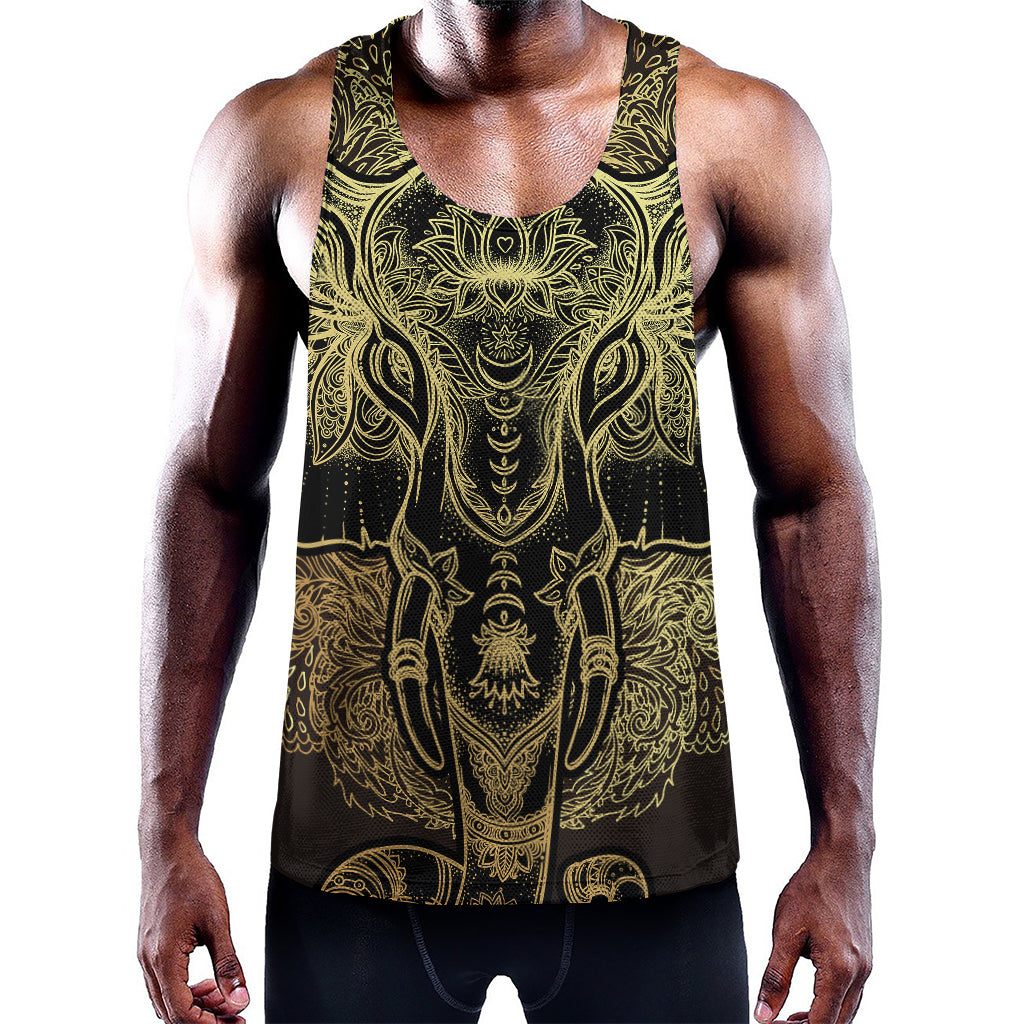 Golden Spiritual Elephant Print Training Tank Top