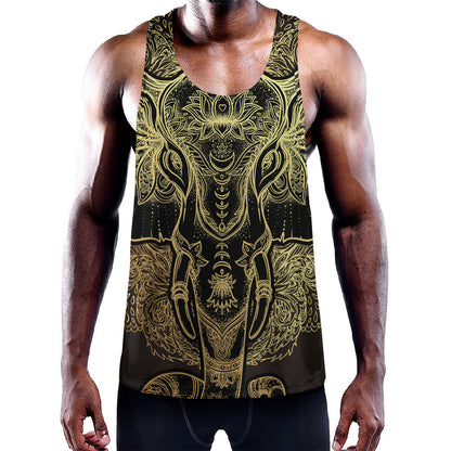 Golden Spiritual Elephant Print Training Tank Top