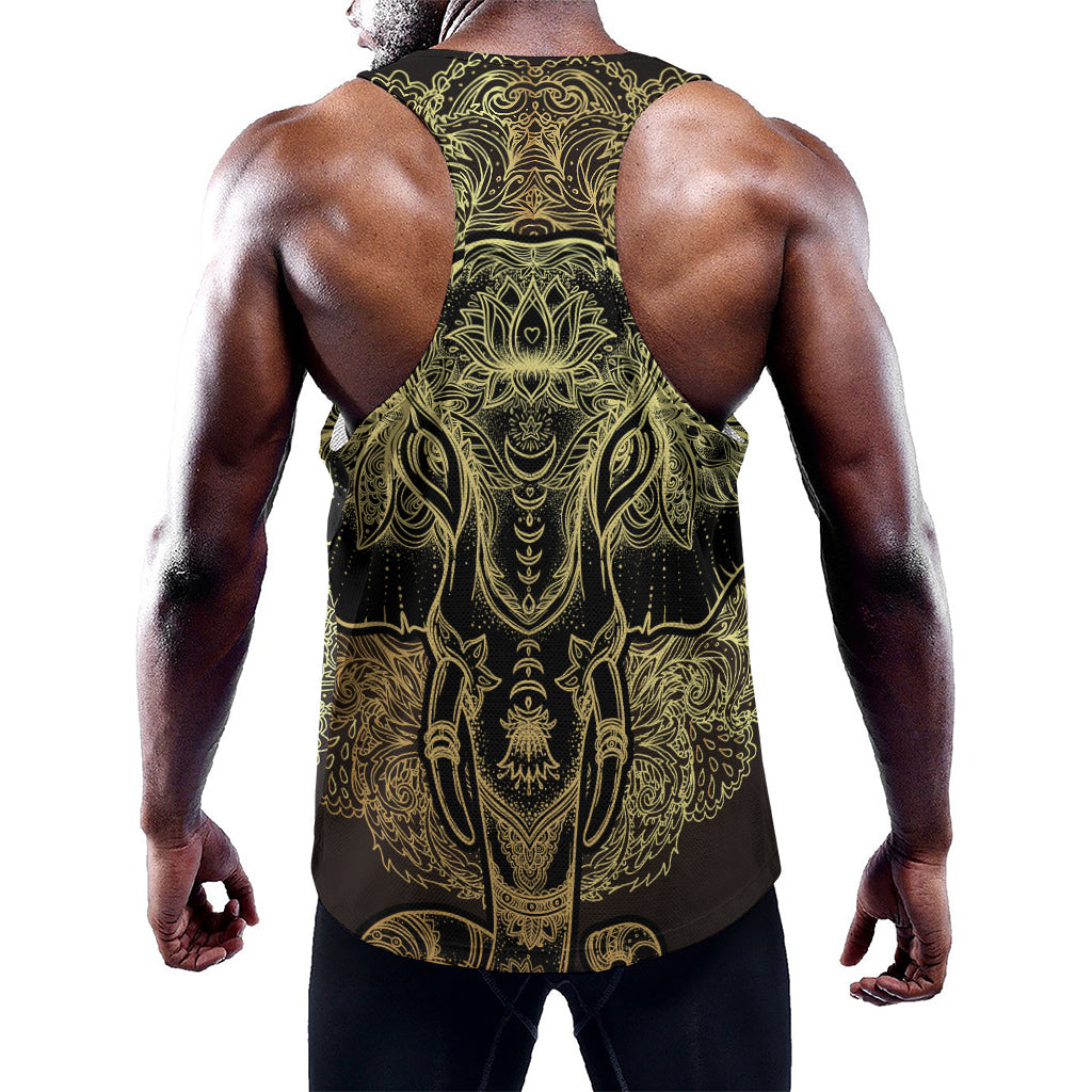 Golden Spiritual Elephant Print Training Tank Top