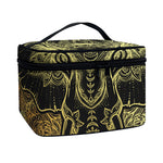 Golden Spiritual Elephant Print Travel Makeup Bag