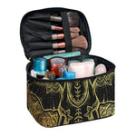 Golden Spiritual Elephant Print Travel Makeup Bag
