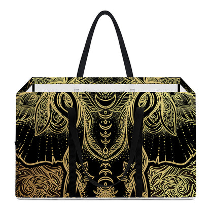 Golden Spiritual Elephant Print Utility Tote Bag