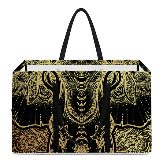 Golden Spiritual Elephant Print Utility Tote Bag