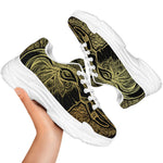 Golden Spiritual Elephant Print White Chunky Shoes