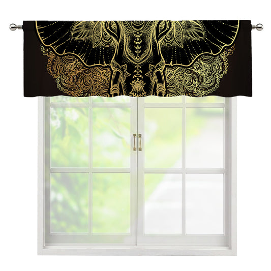 Golden Spiritual Elephant Print Window Valance